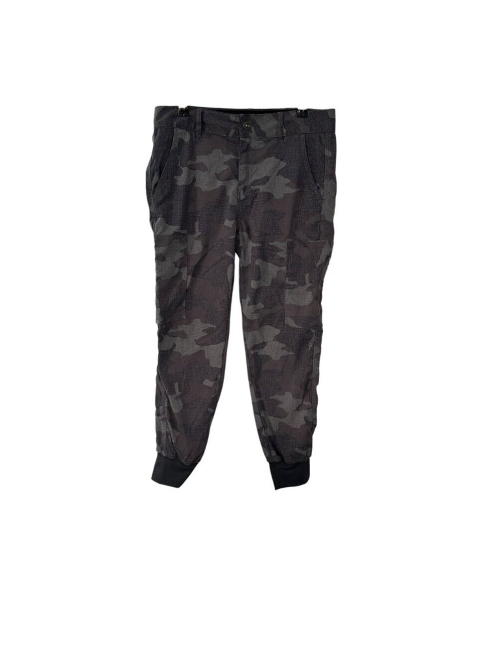 prAna Koen Jogger Pants Women’s 6 Gray Camo Stretch Zip Pocket Athletic Hike